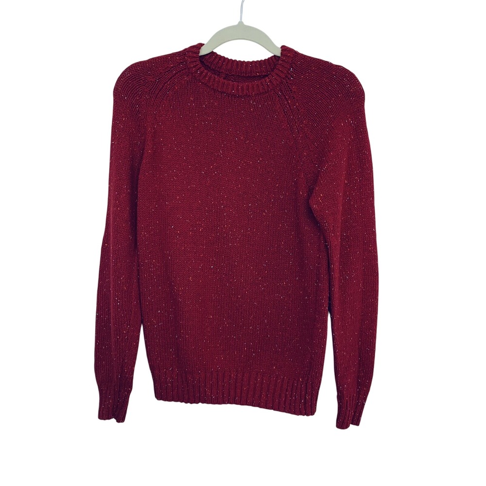 O'Hanlon Mills Sweater Woman XS‎ Maroon Crew Neck Long Sleeve  Cotton Acrylic